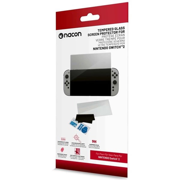 Nacon skyddsfilm i härdat glas för Switch 2. 0,45 mm tjock.