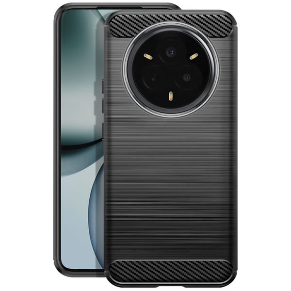 Coque för Realme 14 Pro Silikon Design Kolfiber Borstad Svart