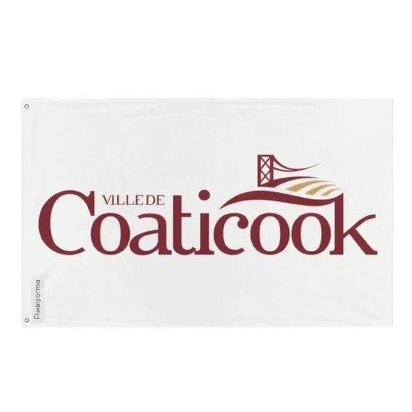 Coaticook Flagga – 90 x 150 cm – Hållbar Polyester – 2 Metallöglor – Inomhus / Utomhus – Pixelforma