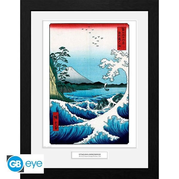Inramad fotografi - GB EYE - Hiroshige - Havet vid Satta - 30.5x41 cm - Svart - Samtida