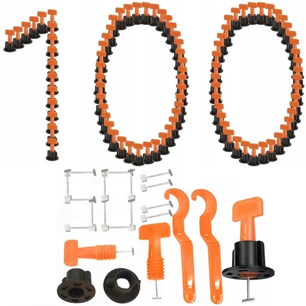 Plattläggningsnivelleringssystem - Universal - Kit med 100 bitar + 50 plugs som bonus - Lätt och snabb installation