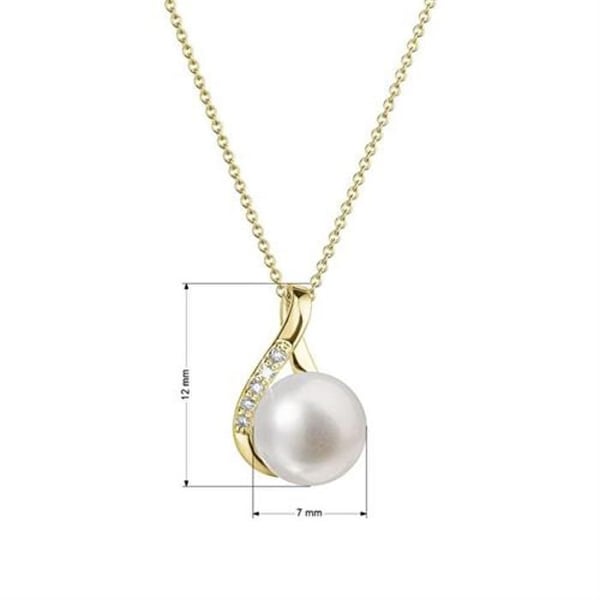 Collier - EVOLUTION GROUP - 92PB00029 - Gult guld 14kt - Äkta pärla - 5 diamanter
