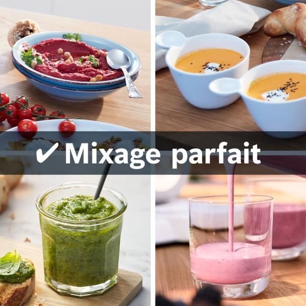 Blender VitaPower - BOSCH - MMB6141W - 1200 W - 30000 trs/min - 2 hastigheder + turbo - Skål 2 L - 4 aftagelige knive - Hvid