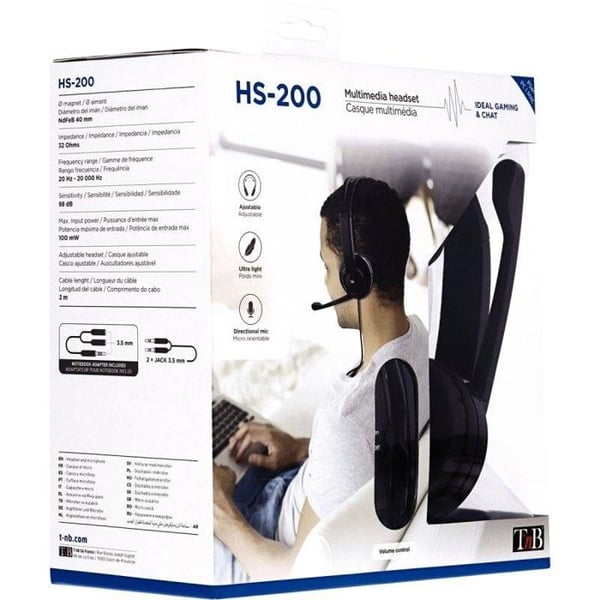 TNB CSMHS200 - HS-200 - Lättviktskabel för multimediaheadset - Svart