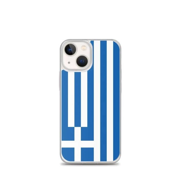 Telefonfodral - PIXELFORMA - Greklands flagga - Kompatibel med iPhone 13 mini - Mjuk - Stöttålig