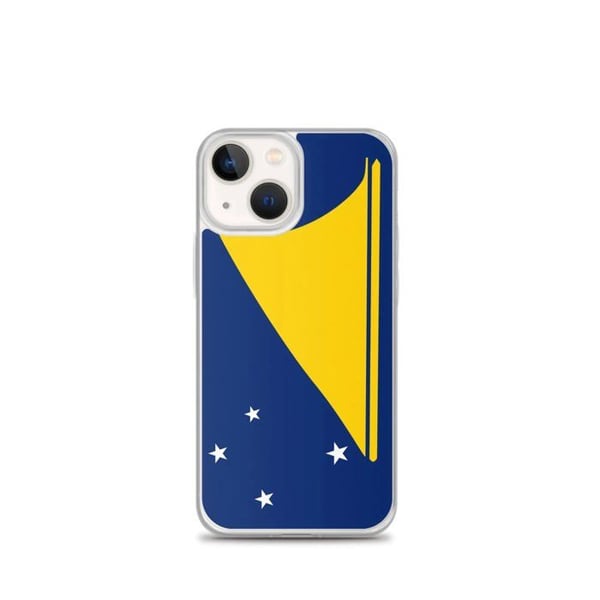 Telefonfodral – Tokelaus flagga – Kompatibel med iPhone 13 mini – Mjukt fodral – Stöttålig och chockresistent – Silikon – Pixelforma