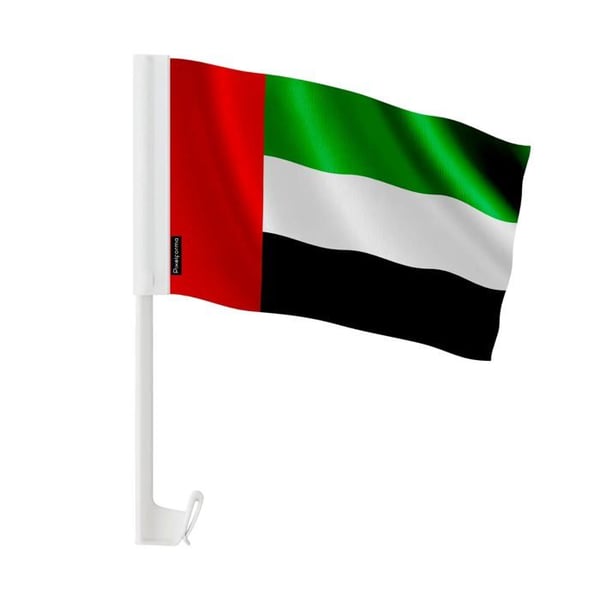 Flagga Bil Förenta Arabemiraten – 14 x 21 cm – Polyester Tyg – Fäste på Fönster – 20 stycken – Pixelforma