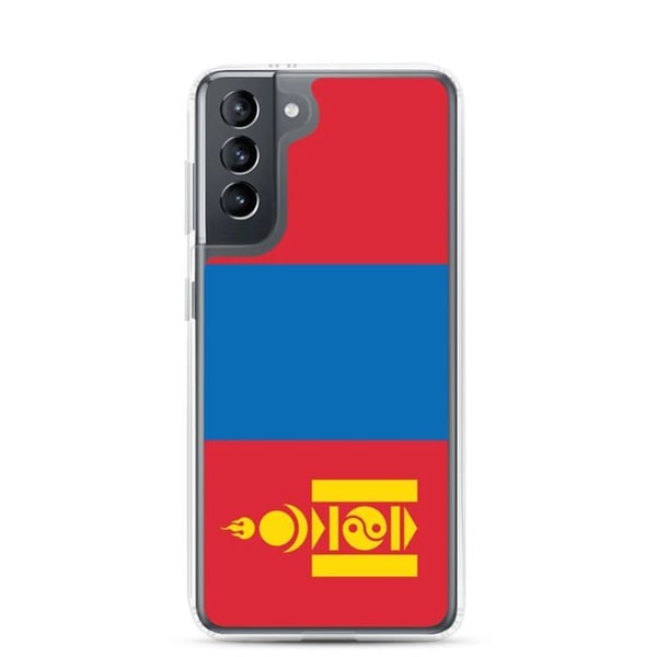 Mobilskal – Mongoliets flagga – Kompatibel med Samsung Galaxy S21 Plus – Flexibelt fodral – Stöttåligt och chockresistent – Pixelforma