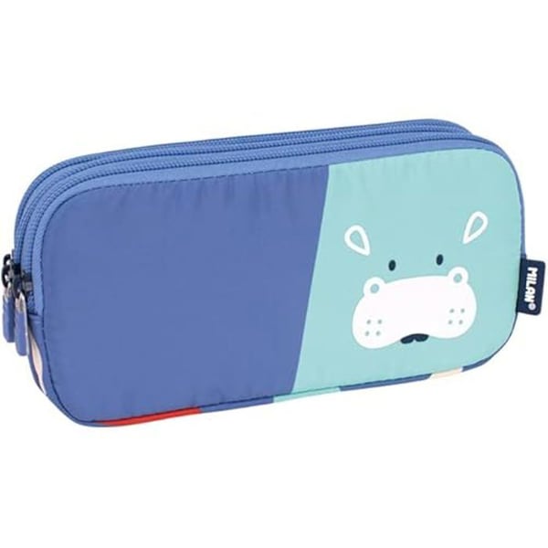 Trousse - MILAN® - Roliga Djur - 3 Fack - Syntetisk - Blå/Turkos