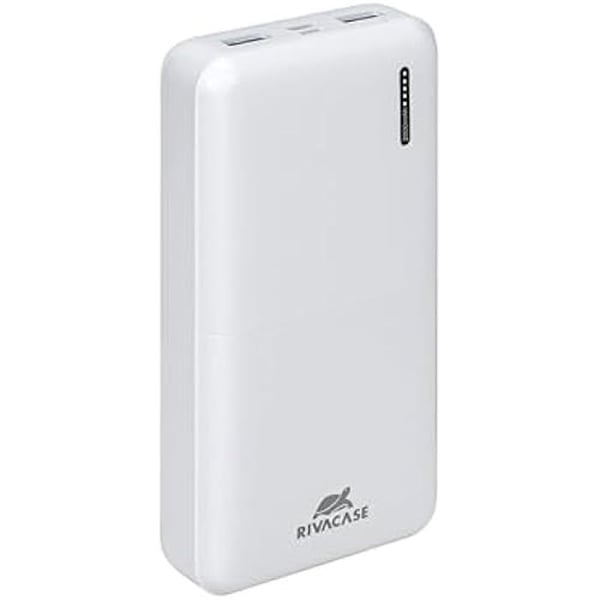 Power Bank - RIVACASE VA2572 - 20000 mAh - Hvid - USB