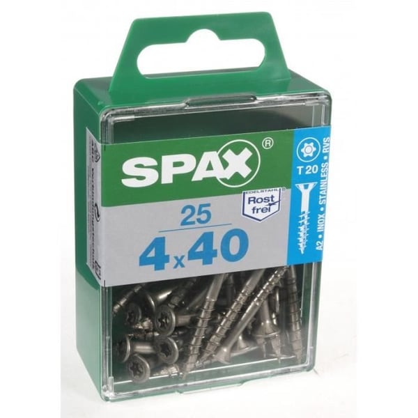 Skruv - SPAX - Försänkt huvud - Diam. 4mm - Längd. 40 mm - förpackning om 25