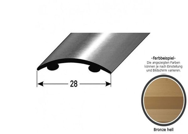 Profil av övergångsprofil 28 mm typ 05 anodiserad aluminium med hål i mitten eller självhäftande -ljusbrons-900-autocolla...