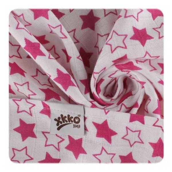 Xkko Badhandduk i bambu 90×100, Little Stars Magenta