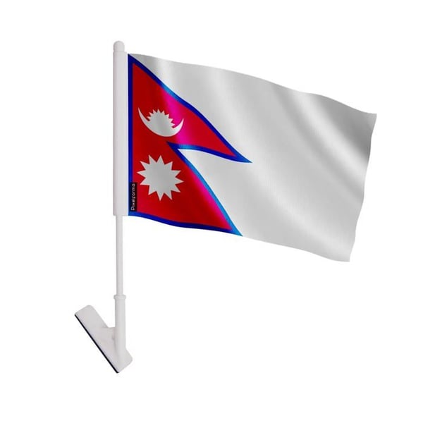 Klistret flagga Nepal – 14 x 21 cm – Mjuk polyester – Lätt att fästa – 1 styck – Pixelforma