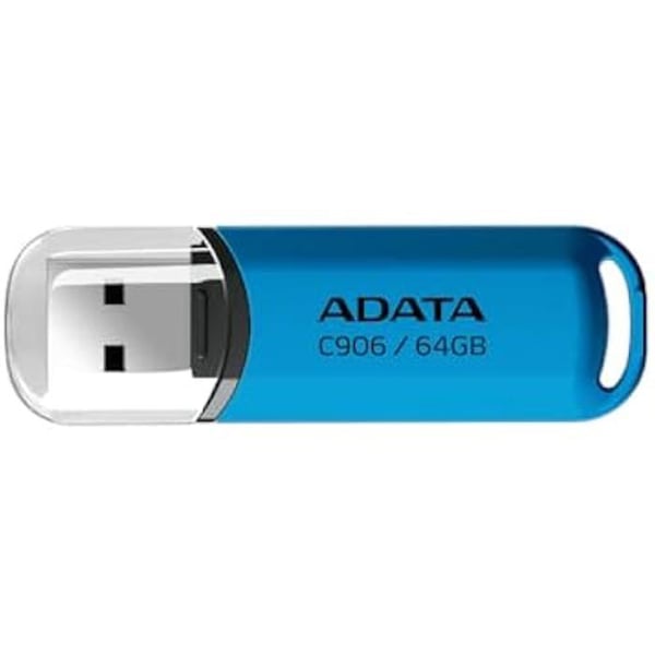 USB-minne - ADATA - C906 - 64 GB - USB 2.0 - Blå - Klicklock