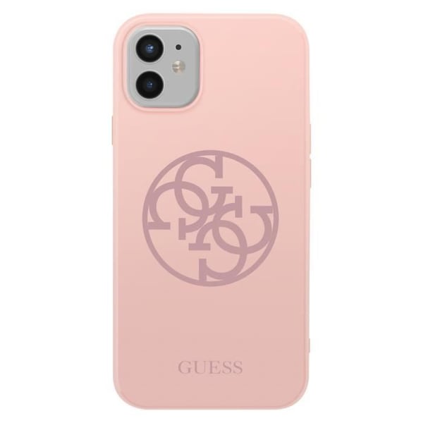 Tunt fodral för iPhone 12 Mini Soft Touch skärmtryckt insida Guess Powder Pink