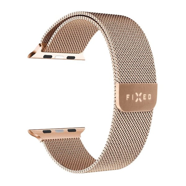 Armband av rostfritt stål FIXED Mesh kompatibel med Apple Watch 38-40 mm, roséguld