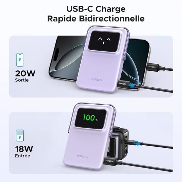 Extern Batteri - UGREEN - PB571 - 5000mAh - Magnetisk Laddning - USB-C