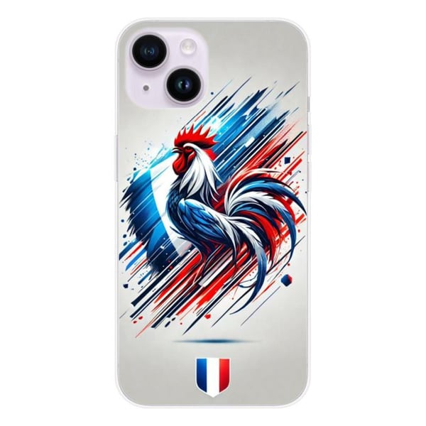 Tryckt silikonfodral som är kompatibelt med Apple iPhone 15 French Rooster