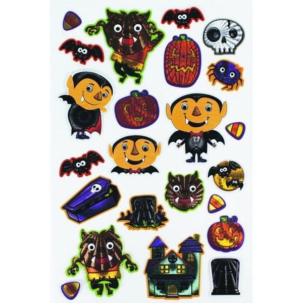 MégaCréa DIY - Metalliska klistermärken Halloween 1,5 till 5 cm 23 stycken