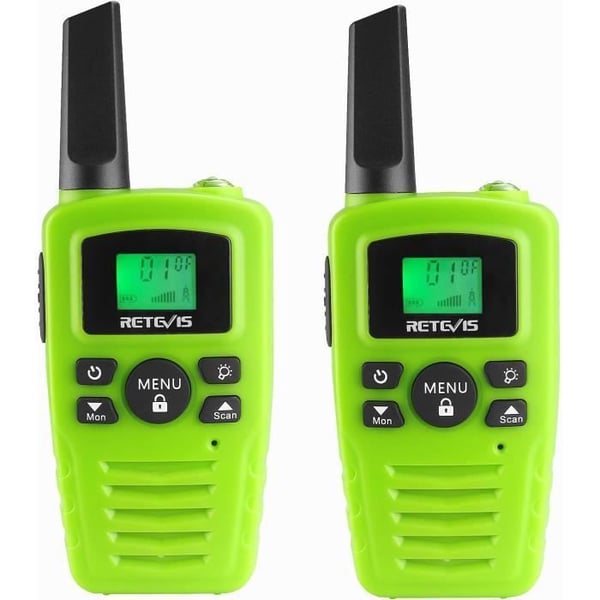 Retevis RA635 Walkie Talkie, PMR446 Licensfri Walkie Talkie Barn Vuxna present, 16 kanaler, LED-fackla, VOX (grön, 2 st)