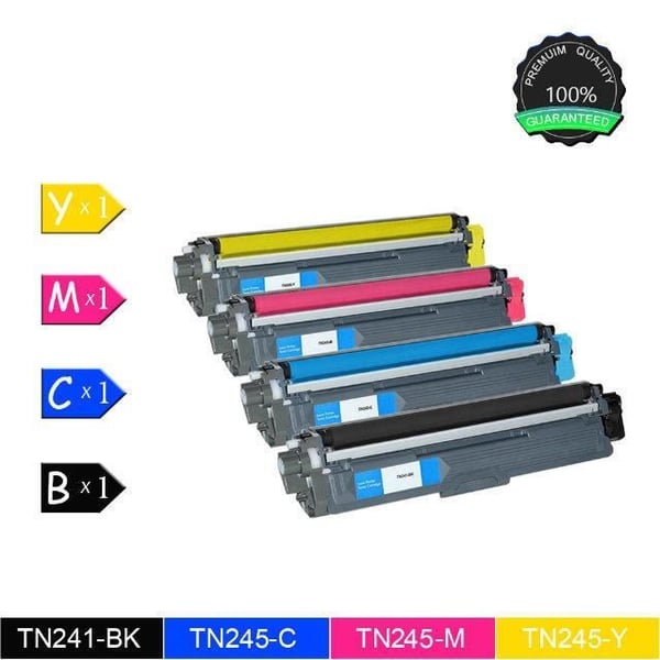 Paket med 4 Brother kompatibla TN241/TN245 (Svart/Cyan/Magentar/Gul) - Högkvalitativ toner för Brother HL3140CW, HL3150CDW