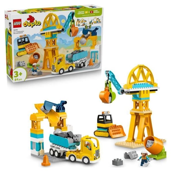 LEGO DUPLO Min By 10476 Byggepladsen og Byggefordøjer 3-i-1 - Kreativ Leg