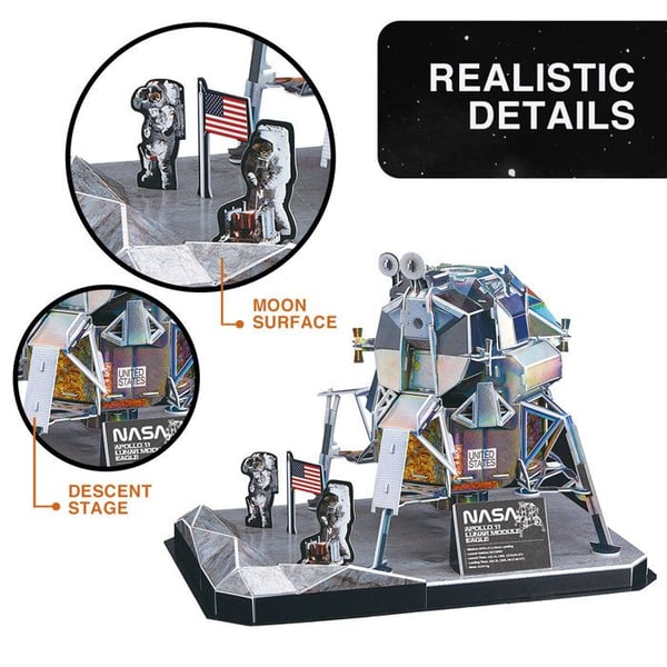 3D-pussel Lunar Module Eagle, 3D-pussel för barn, modell att bygga för vuxna, present till 8-årig pojke, modeller och modellering