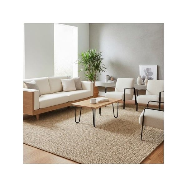Platt vävt matta - MELIS HOME - Grafisk ram - 240x340 cm - Inomhus/utomhus - Naturlig beige