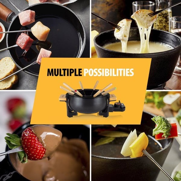 Fondue-sæt i bambusfinish Tristar FO-1108 - Volumen på 1,5 L - Til 8 personer