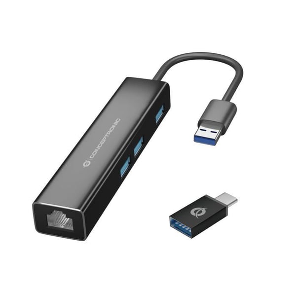 Nätverkskort Ethernet - Conceptronic - DONN07BA - 5000 Mbit/s - USB Typ A/Typ C - Svart