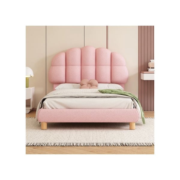 Seng enkel - MUVOE - 90x200cm - Polstret - Rosa - 1 plads