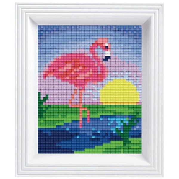 PIXEL Kreativ kit tavla med ram 14x17cm - Flamingo