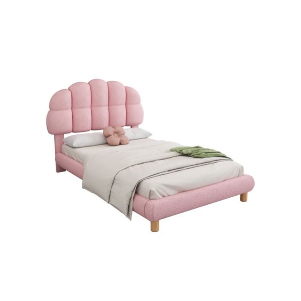 Seng enkel - MUVOE - 90x200cm - Polstret - Rosa - 1 plads