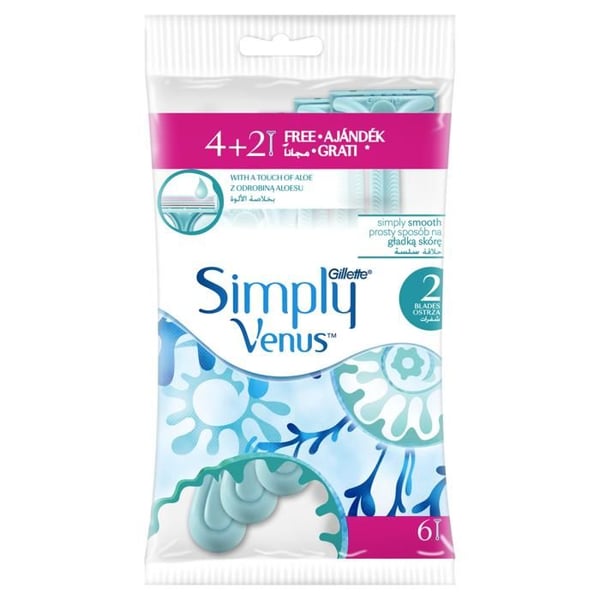 Engångshyvel - Simply Venus - 6 enheter - För normal hy - Kvinna