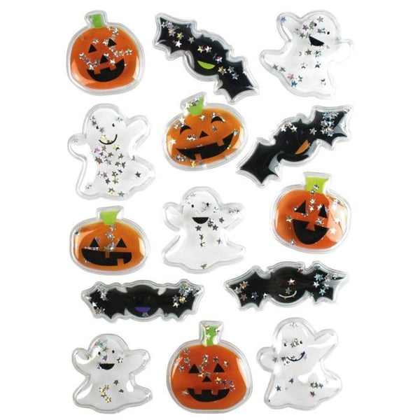 MégaCréa DIY - 3D klistermärken Halloween med glitter 2,6 till 4,8 cm 14 stycken