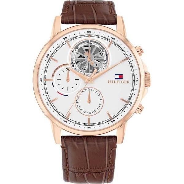 Klocka - Stål, brunt läder - Tommy Hilfiger - 1710606