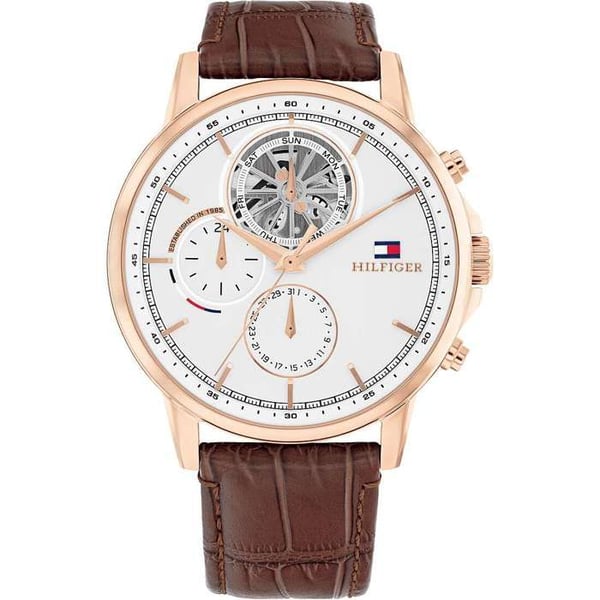 Klocka - Stål, brunt läder - Tommy Hilfiger - 1710606