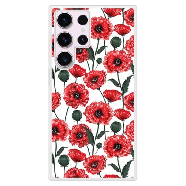 Siliconeförstärkt skal med tryck som är kompatibelt med Samsung Galaxy S23 Ultra, Pionblommor