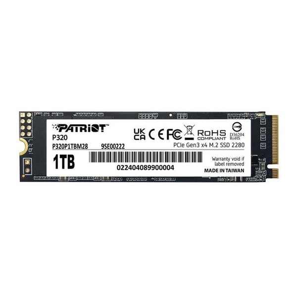Patriot P320 SSD M.2 NVMe PCIe Gen3x4 1TB 2280 för PC