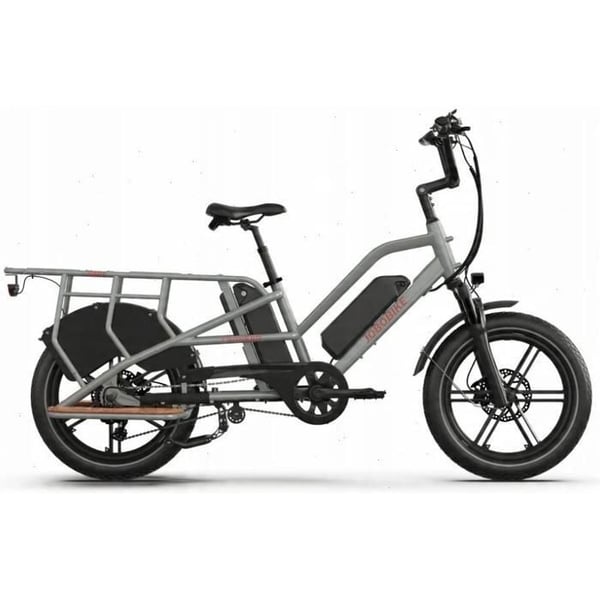 JOBOBIKE TRANSER - Lastcykel med elektrisk motor - 250 W - 48 V - Batteri 15 Ah - Maxhastighet 25 km/h - Grå