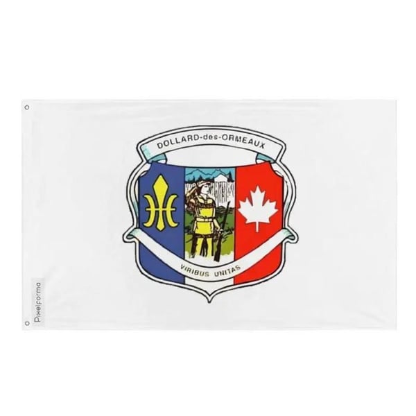 Flagga Dollard-des-Ormeaux – 120 x 180 cm – Hållbar Polyester – 2 Metallöglor – Inomhus / Utomhus – Pixelforma