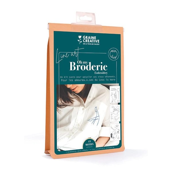 Broderisats på klädesplagg linjekonst