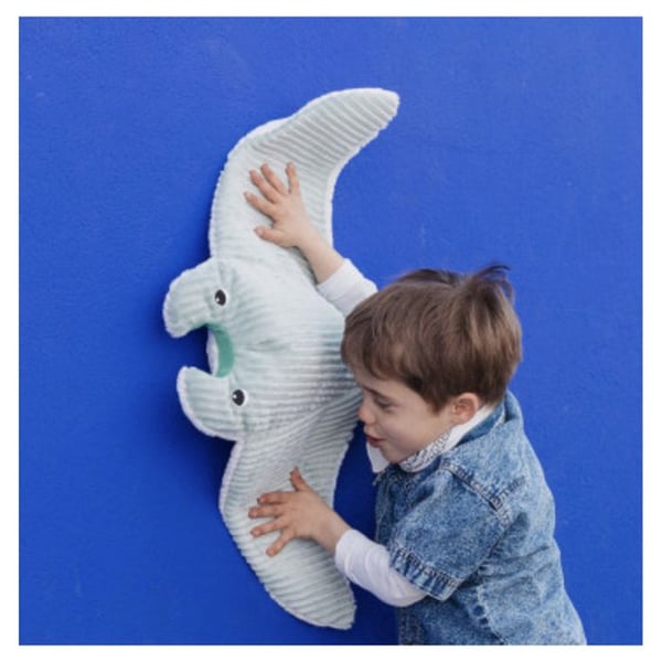 Les Déglingos - Plysch Ptipotos Manta ray och dess babymynta - GLOBE TROTOYS