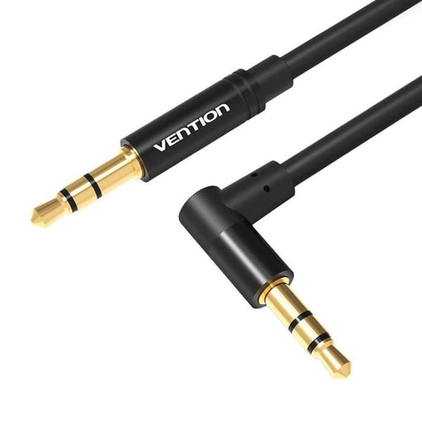 Ljudkabel - VENTION - 3,5 mm vinklad 90° - 1 m - Svart - Stereo ljud