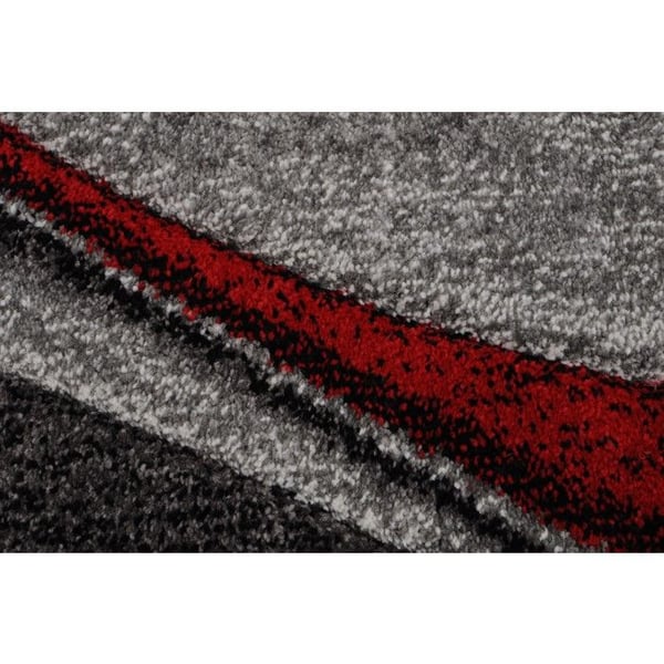 Modern abstrakt matta med flytande effekt, tät sammet 13 mm, samtida vardagsrum (Dimension: 200x290 cm - Färg: Röd)