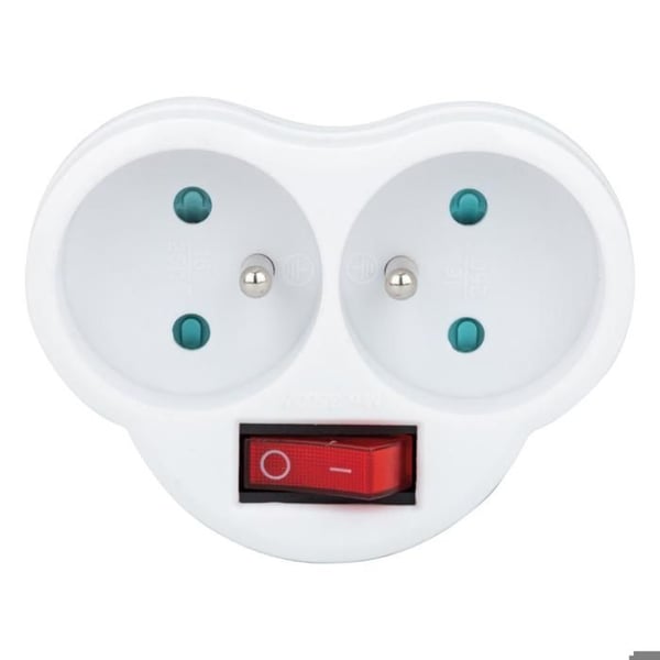 Multipris biplite 16A + väggbrytare - Vit - Zenitech