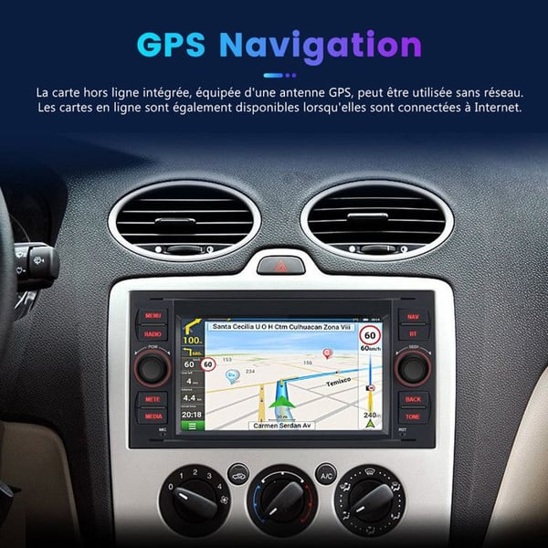 AWESAFE Autoradio Android 13 för Ford Focus 2Go+32Go med Carplay Android Auto 7 Tum stereo GPS USB SD Bluetooth FM AM RDS