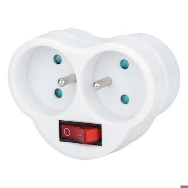 Multipris biplite 16A + väggbrytare - Vit - Zenitech