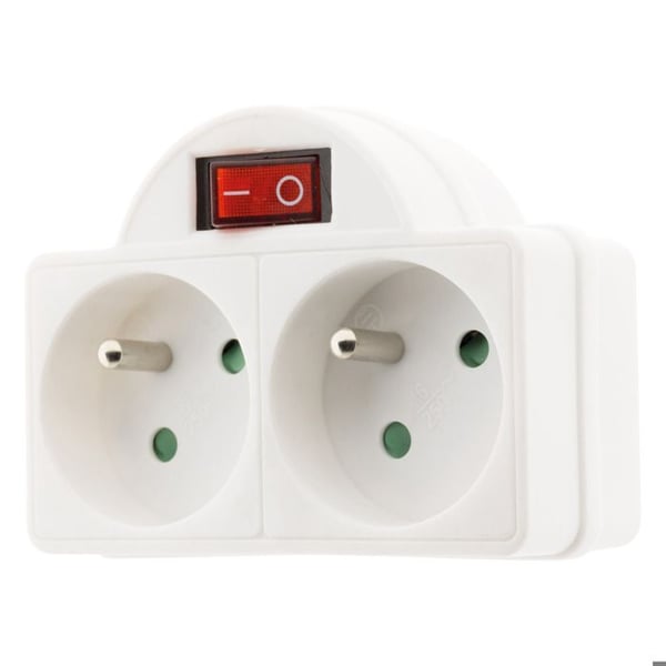 Multipris biplite 16A + väggbrytare - Vit - Zenitech